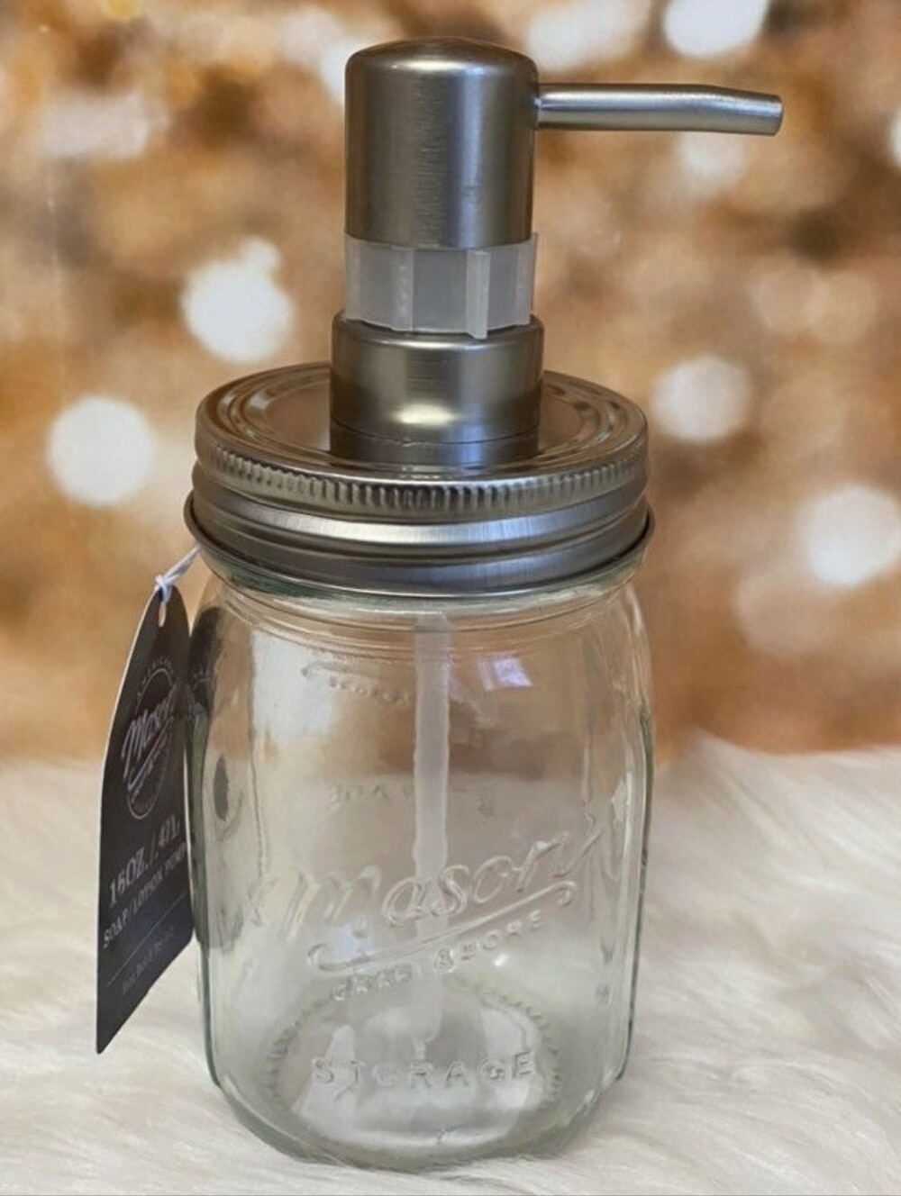 Americana Mason Craft and More Mason Jar Clear Soap Or Lotion Dispenser